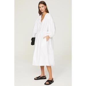 Rosetta Getty x RTR White Midi Dress Size M with Fabric Tear